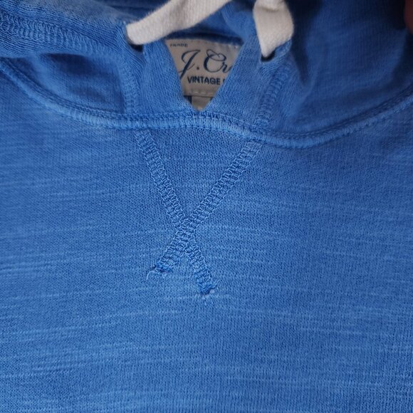 J. Crew Vintage Fleece Cotton Terry Hoodie Womens Small Blue Pullover Pocket - Picture 6 of 16